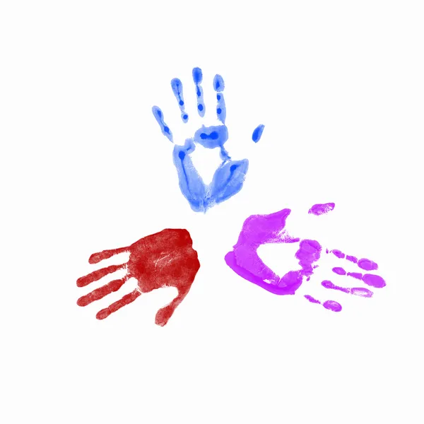 Empreintes colorées de mains humaines — Photo