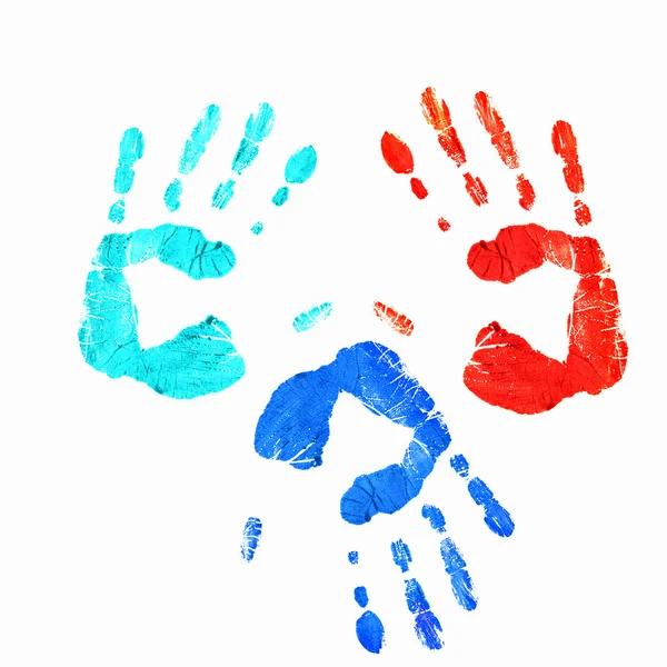 Πολύχρωμες αφίσες του ανθρώπινα χέρια — Φωτογραφία Αρχείου