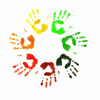 Colourful prints of human hands clipart