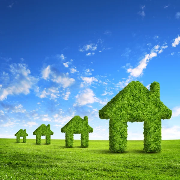 Grönt gräs hus symbol — Stockfoto