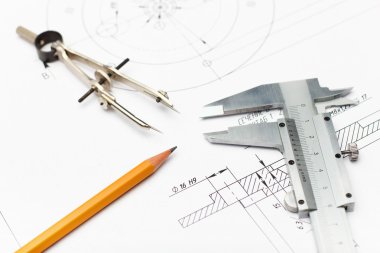 Tools and papers with sketches clipart