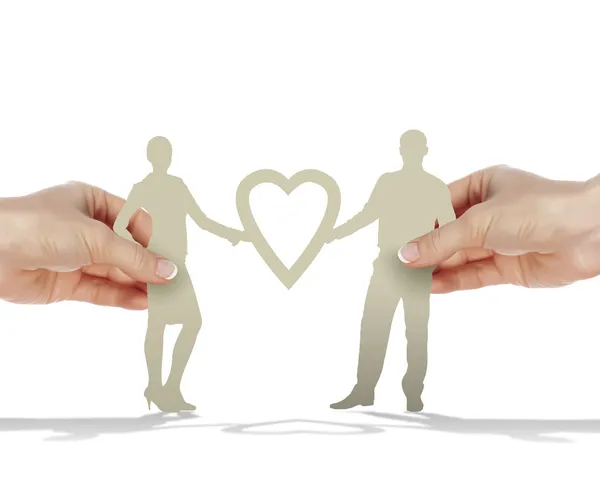 Man and woman and heart symbol — Stock Photo, Image