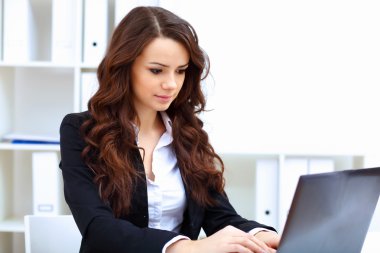 Young busines woman with notebook clipart