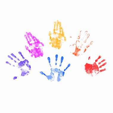 insan elinin renkli baskılar