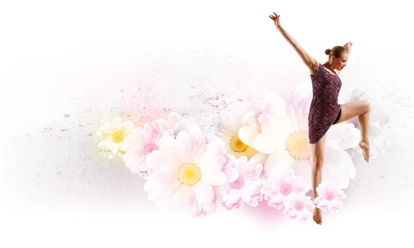 カラー ドレス dancing.collage の女の子 — ストック写真