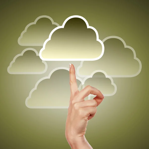 Bulut bilgi işlem simgesi ile el — Stok fotoğraf