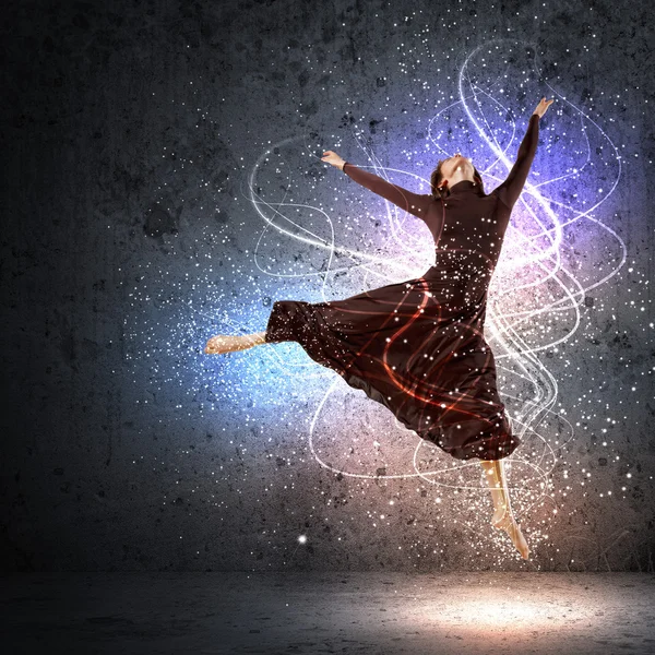 Κορίτσι χρώμα φόρεμα dancing.collage — Φωτογραφία Αρχείου
