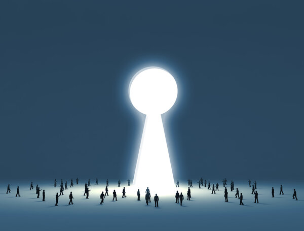 Войдя в ворота в форме замочной скважины
