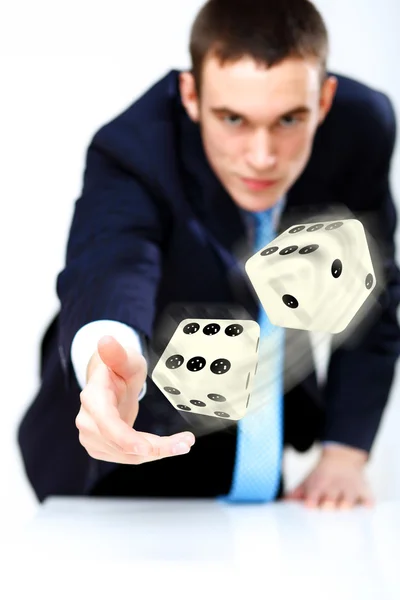 Flying dices as symbol of risk — Stock Photo, Image