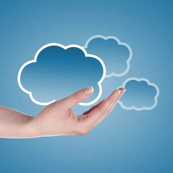 Main avec symbole de cloud computing — Photo