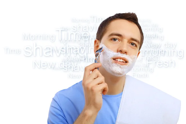 Fiatal férfi borotválkozási — Stock Fotó