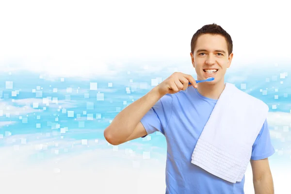 Young man with tooth brush — Stock Photo, Image