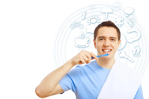 Young man with tooth brush — Stock Photo, Image