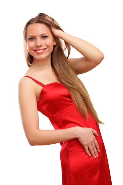 Mujer en vestido rojo — Foto de Stock
