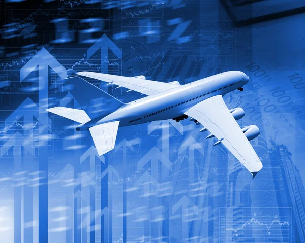 Plane against business background — Stock Photo, Image
