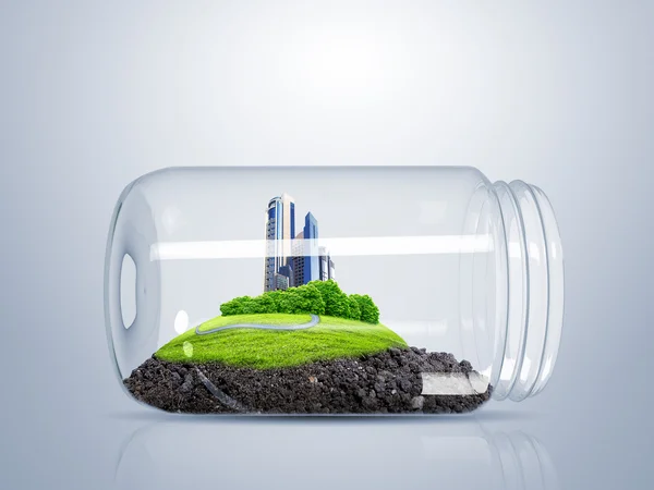 City inside a glass jar — Stock Photo, Image