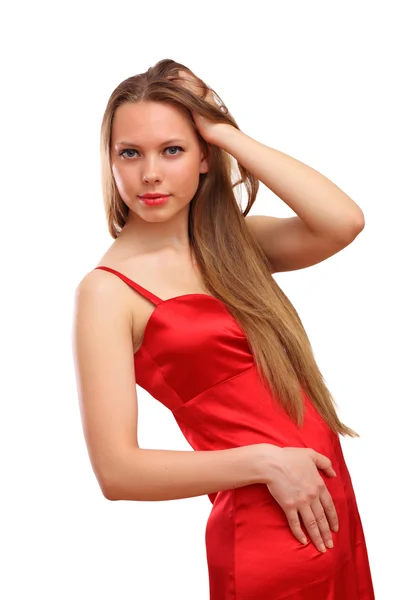 Жінка в червоній сукні — стокове фото