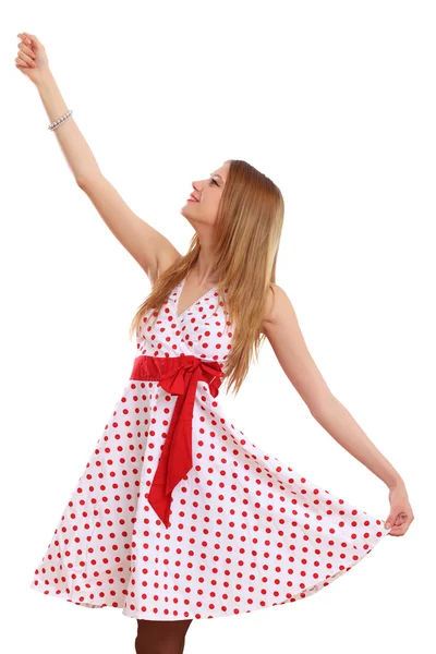Frau im roten Kleid — Stockfoto