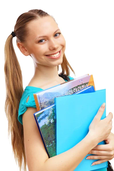 Счастливый студент с книгами — стоковое фото