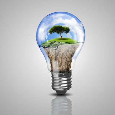 Electric light bulb and a plant inside it clipart