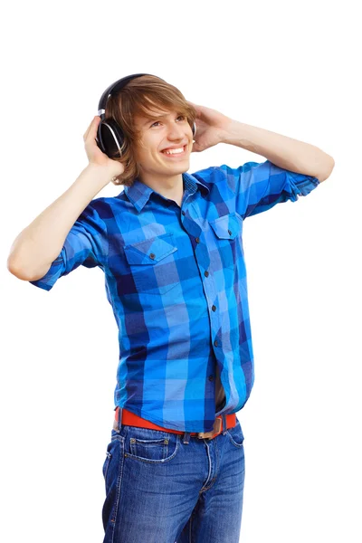 Happy smiling young man dancing — Stock Photo, Image