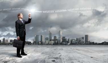 Businessman and cityscape clipart