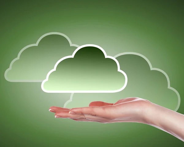 Ręka z chmury obliczeniowej symbol — Zdjęcie stockowe