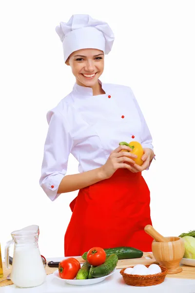 Young cook preparing food — Stock Photo, Image