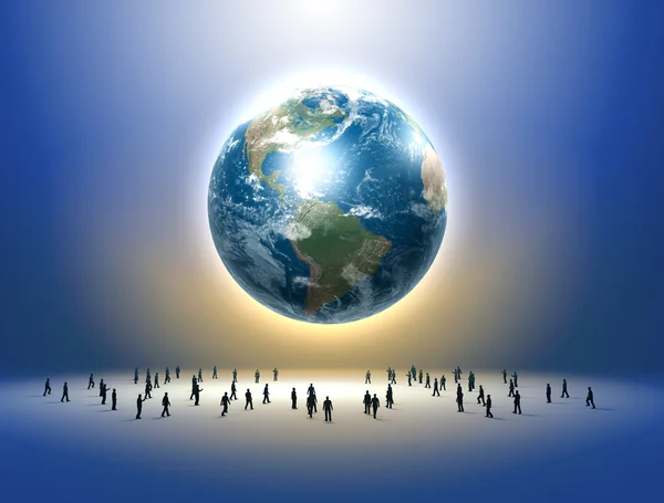 stock image Planet earth and tiny human figures