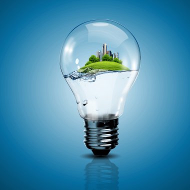 Electric light bulb and a plant inside it clipart