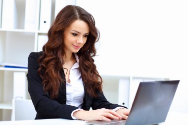 Young busines woman with notebook clipart