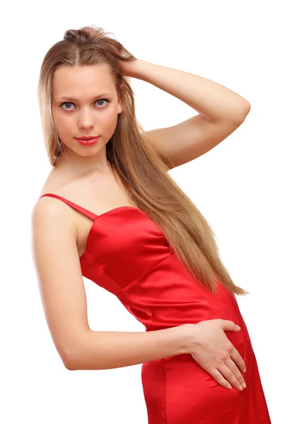 Mulher em vestido vermelho — Fotografia de Stock