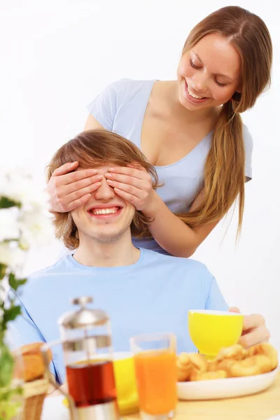 Young couple at home together — Stock Photo, Image