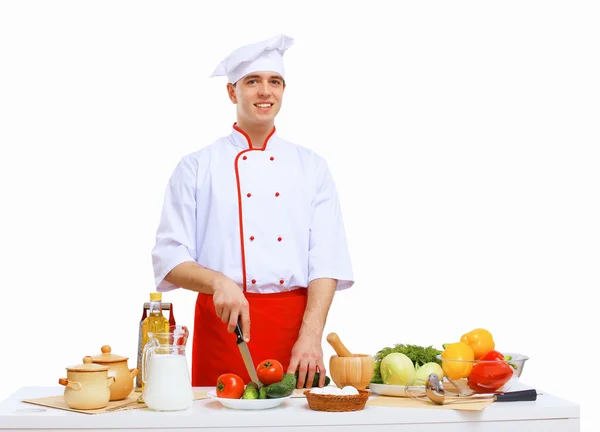 Unga kocken förbereder mat — Stockfoto