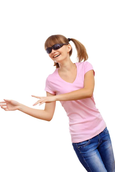 Gelukkig lachend meisje dansen — Stockfoto
