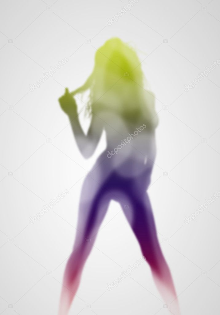 Female silhouette against colour background