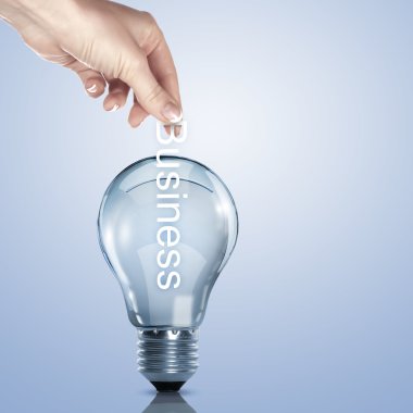 Business term and electric bulb clipart