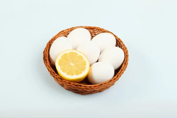 White chicken eggs — Stock Photo, Image