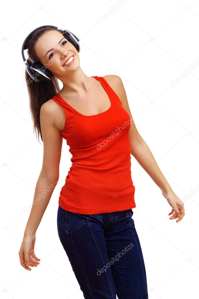Happy smiling girl dancing Stock Photo by ©SergeyNivens 12412186