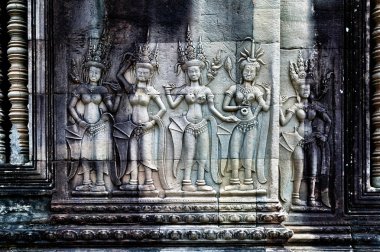 Angkor Wat. The frescoes on the walls of the palace. clipart