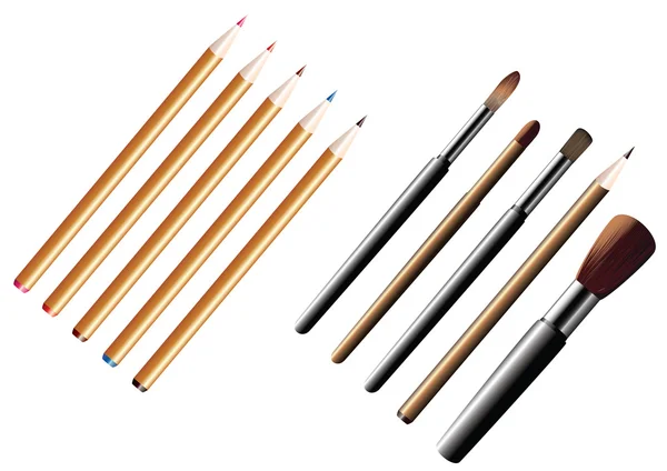 Ceruzák és ecsetek. — Stock Vector