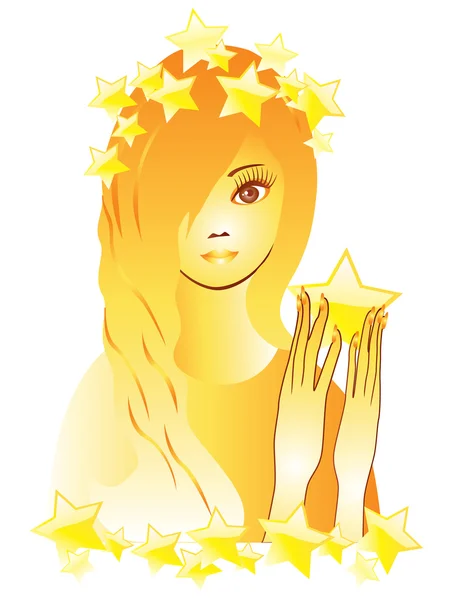 The girl with the Stars. — Stock Vector