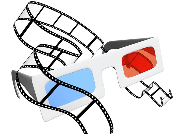 3d glasses and filmstrip — Stock Photo, Image