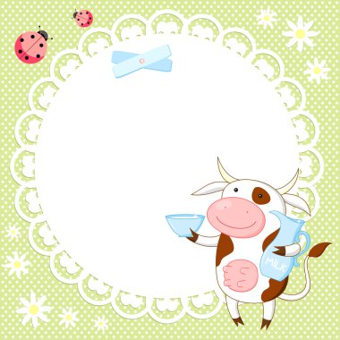 Vector background with cute cow clipart