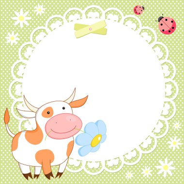 Vector background with cute cow clipart