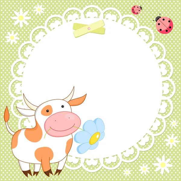 Vector background with cute cow — Stock Vector