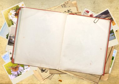 Old book and photos clipart