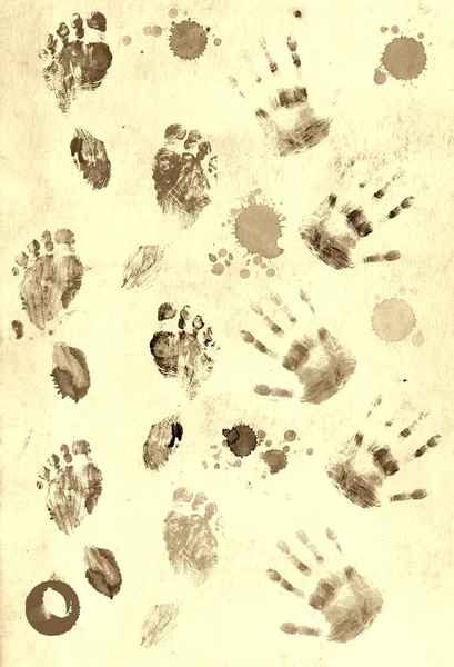 Prints of palms and foots — Stock Photo, Image