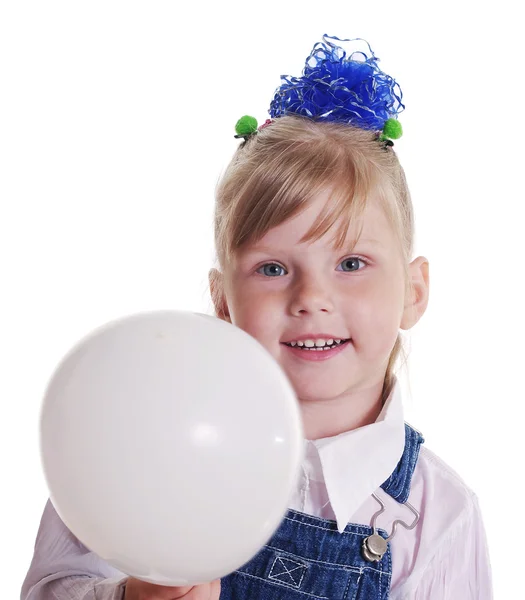 Chica con globo blanco . —  Fotos de Stock