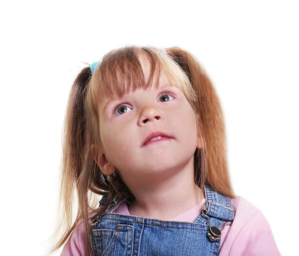 Small girl is looking up. — Stock Photo, Image